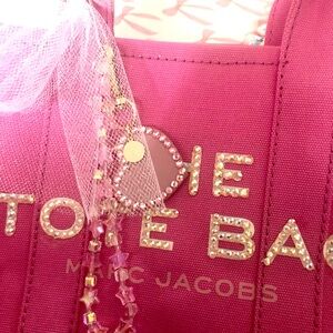 Pink Heart Purse Charm with Crystal Accents